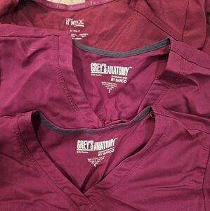 4 scrub pants, 3 scrub tops (Grey's Anatomy, Cherokee)